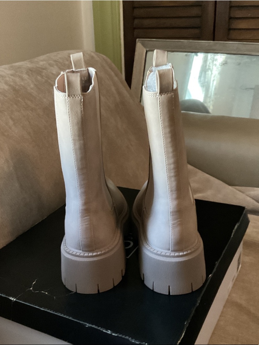 Dolce Vita Taupe Chunky Chelsea Ankle Boots - Picture 3 of 4